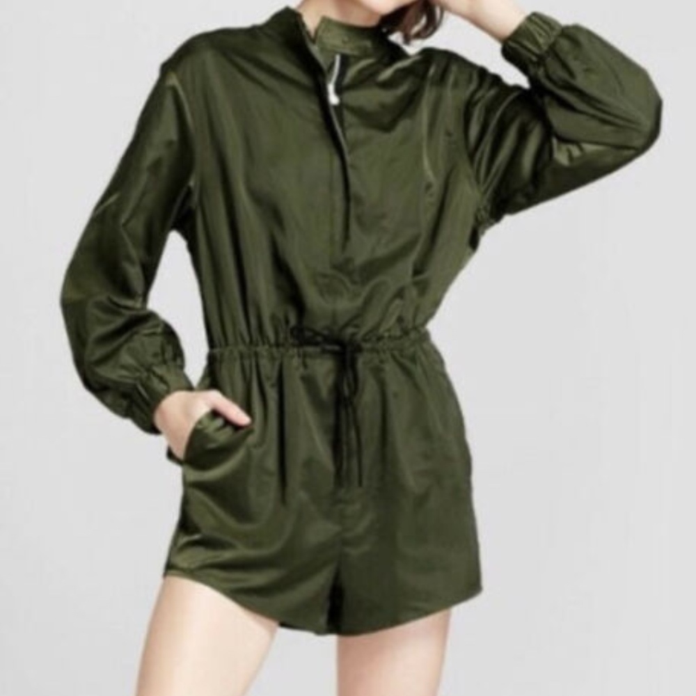 Olive Green Long Sleeve Romper Size S